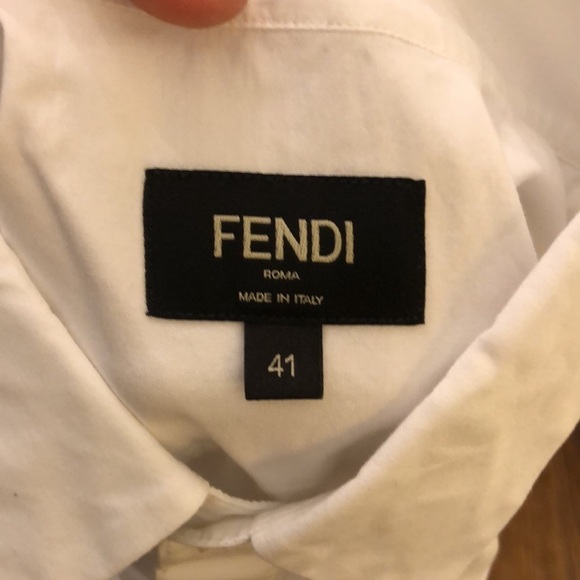 FENDI Dress Shirt with Logo Appliqués - Picture 7 of 9